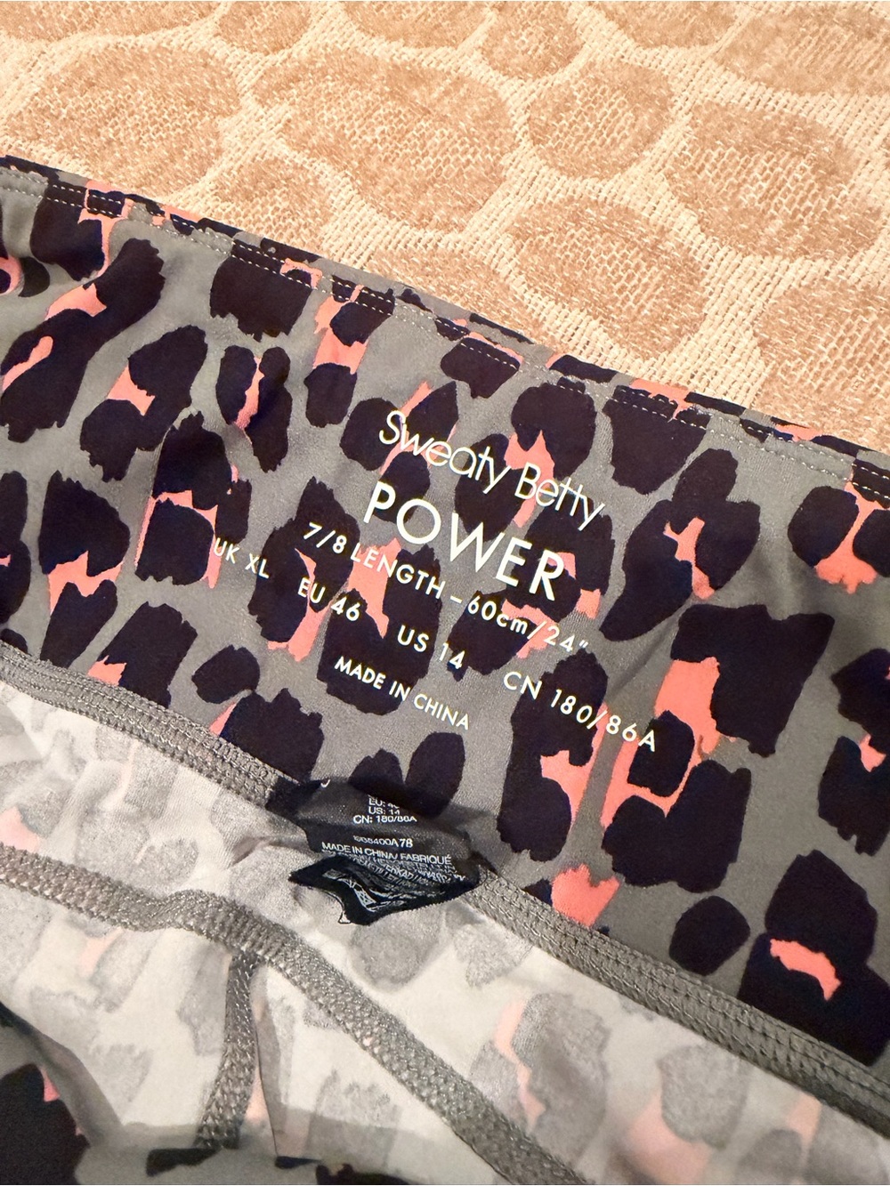 Sweaty Betty Leopard Print Active Leggings - Black & Pink - Picture 2 of 5